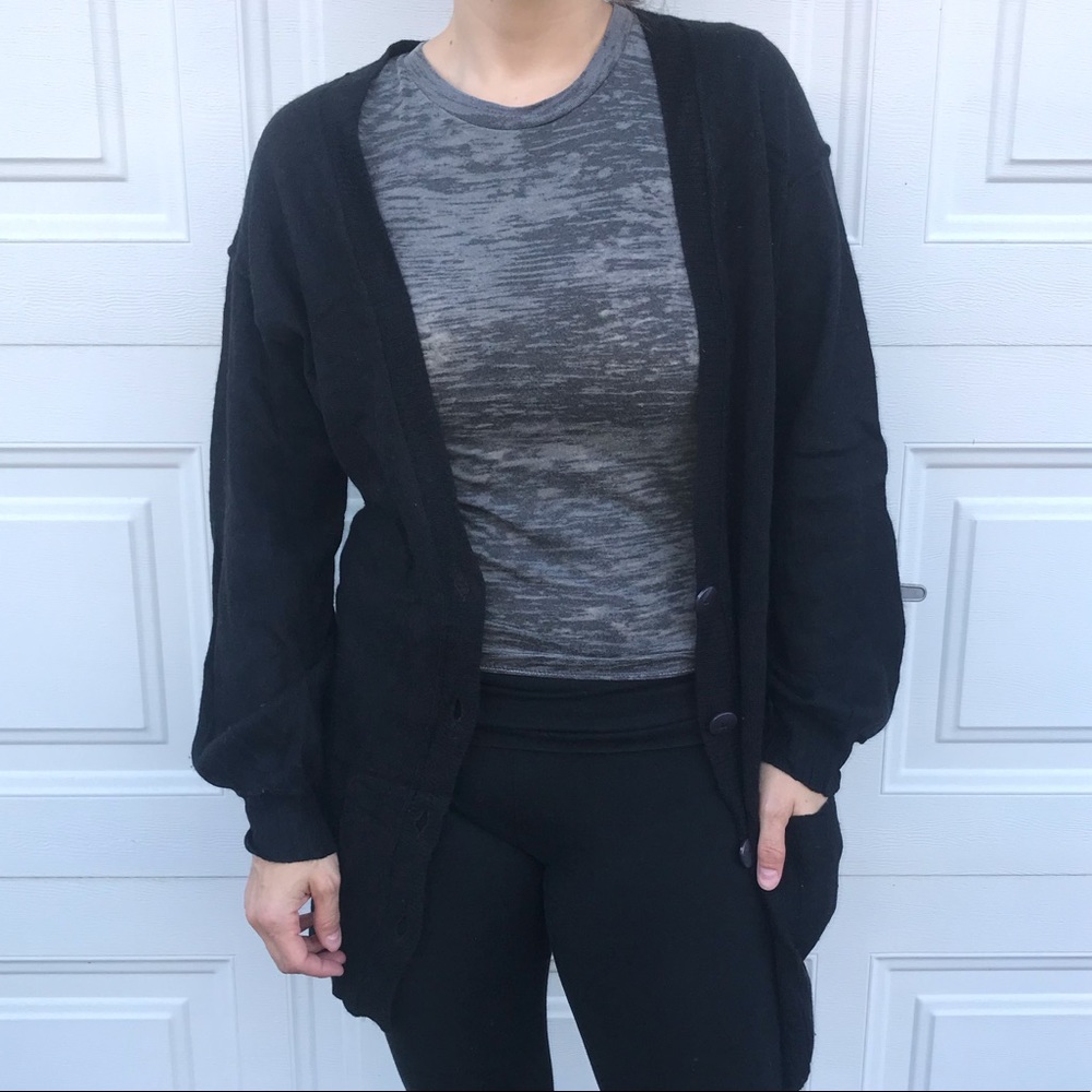 M Cashmere free people black long cardigan sweater